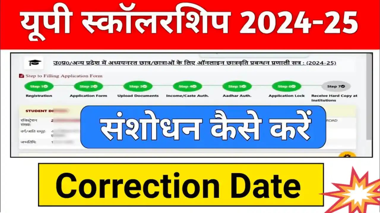 UP Scholarship Correction Date 2024-25