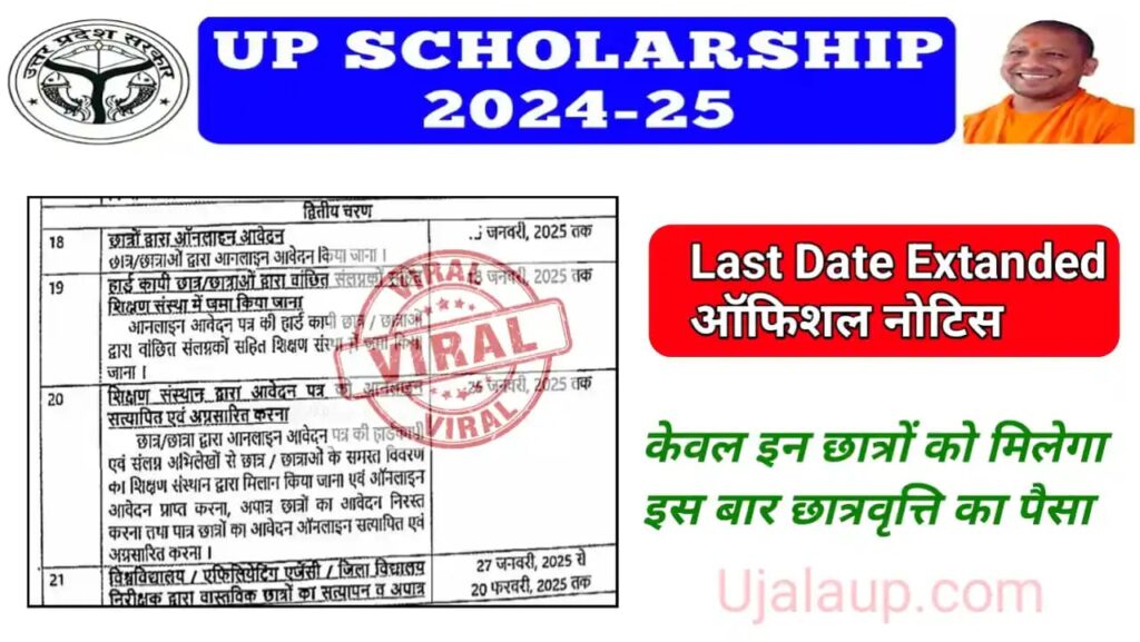 UP Scholarship Last Date Extanded